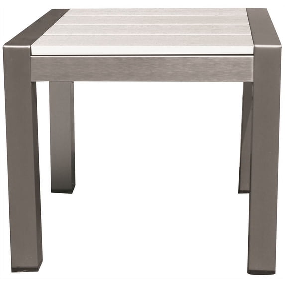 Pangea Home Breeze Modern Aluminum Patio Side Table in Gray Frame/White