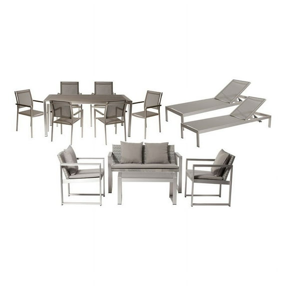 Pangea Home Chester 13-piece Modern Aluminum Patio Sofa Set in Gray
