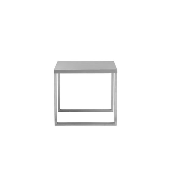 Pangea Home Clark Modern Brushed Steel Metal Side Table in Silver