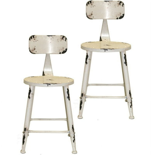 Pangea Home David 18" Metal Dining Chair Set in White (Set Of 2)