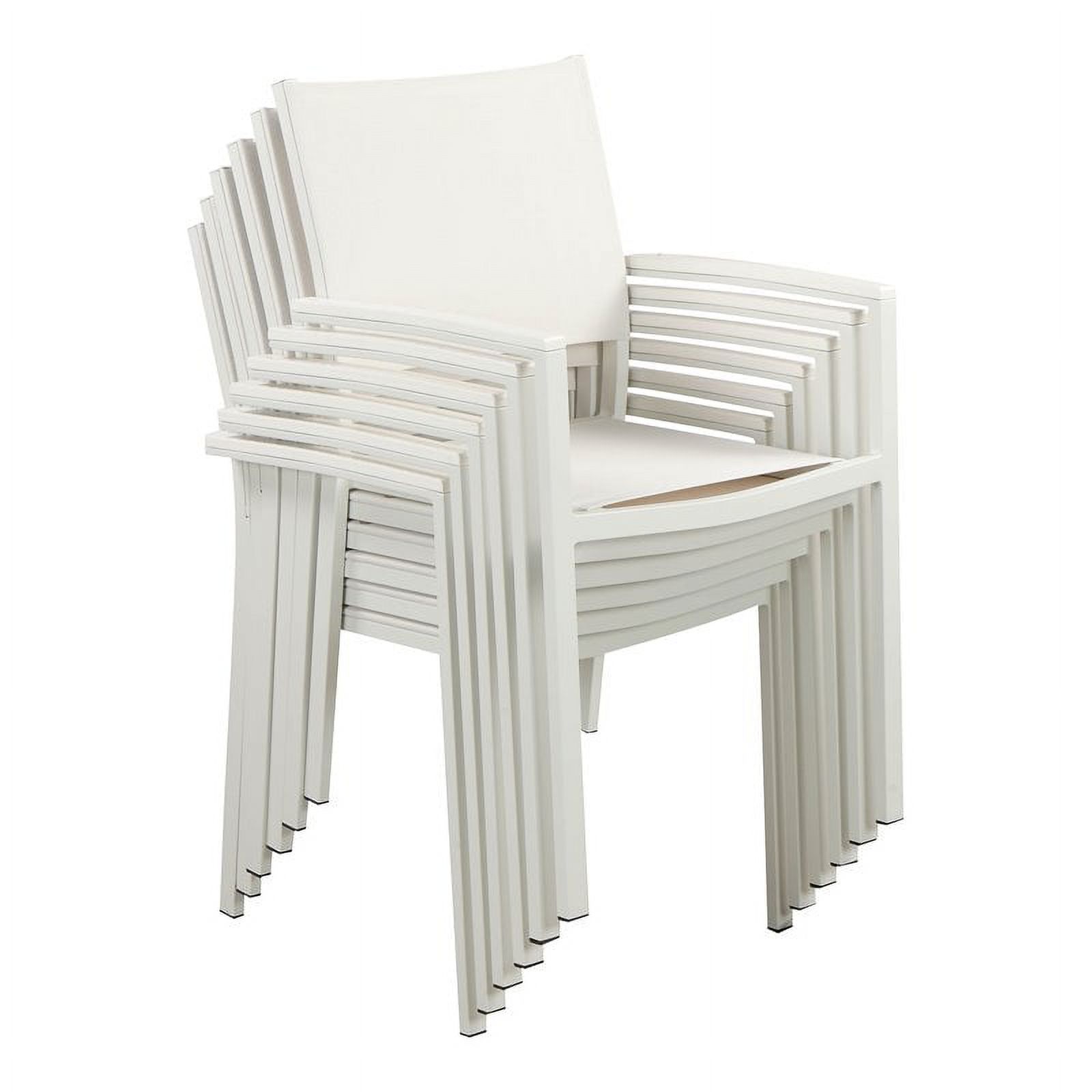 Pangea Home David Aluminum Frame Patio Dining Char in White (Set of 6