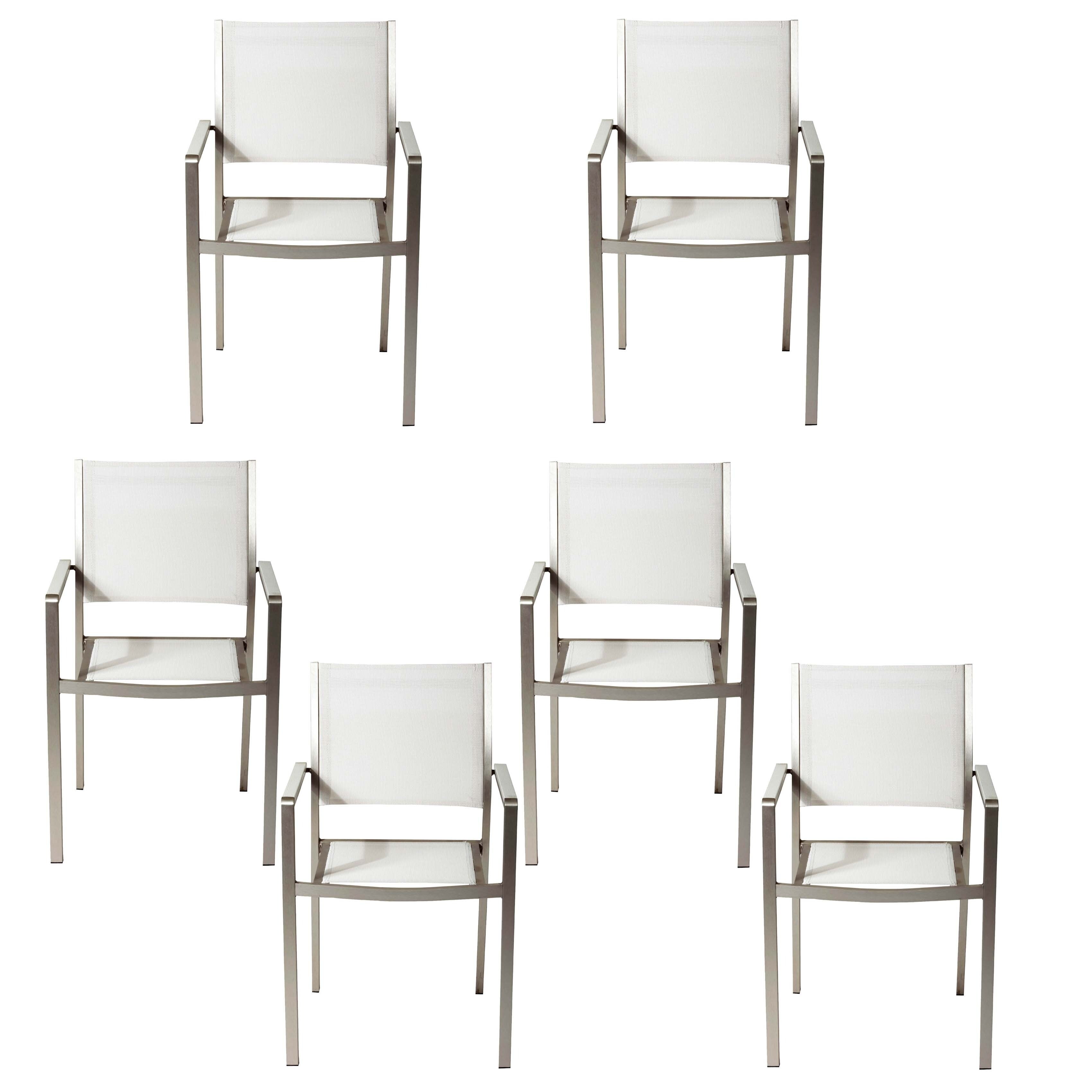 Pangea Home David Mesh/ Aluminum Outdoor Dining Chairs (Set of 6) White