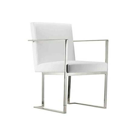 Pangea Home Dexter 18.5" Modern Polyurethane & Metal Arm Chair in White