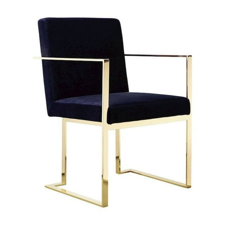 Pangea Home Dexter 18.5" Velvet & Steel Arm Chair in Navy & Gold