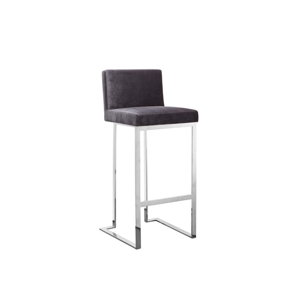 Pangea Home Dexter Bar Stool Velvet Gray
