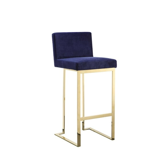 Pangea Home Dexter Bar Stool Velvet Navy & Gold