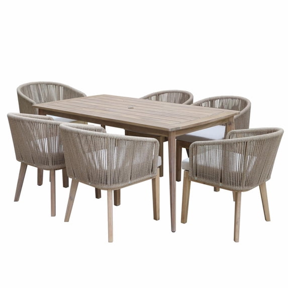 Pangea Home Diego 7 Piece Dining Set Beige