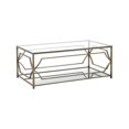 thumbnail image 1 of Pangea Home Edward Metal Rectangle Coffee Table with Glass in Brushed Brass, 1 of 4