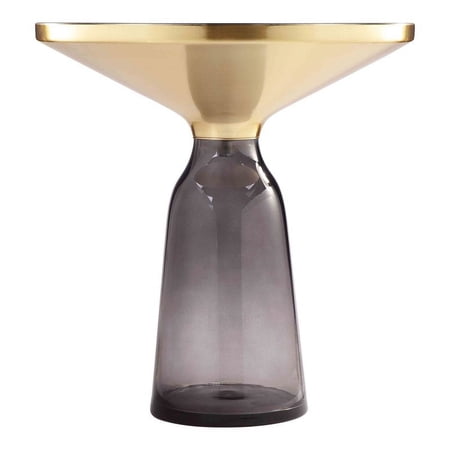 Pangea Home End Table Coffee Accent Table, Round, Modern, Indoor in Glass, Gray