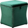 thumbnail image 1 of Pangea Home Ferris 18" Wood Storage Ottoman in Green Velvet, 1 of 4