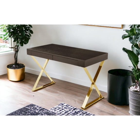 Pangea Home Gold Alexa Desk Espresso