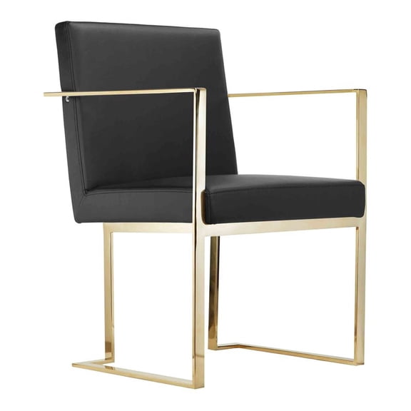 Pangea Home Dexter 18.5" Polyurethane & Metal Arm Chair in Black/Gold