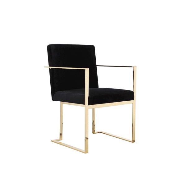 Pangea Home Gold Dexter Arm Chair Velvet Black
