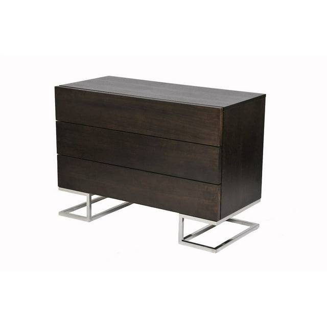 Pangea Home Harper Modern Wood Veneer & High Polished Steel Dresser in Espresso