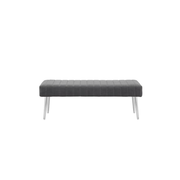 Pangea Home Hilda 17" Modern Velvet Upholstered Bench in Gray