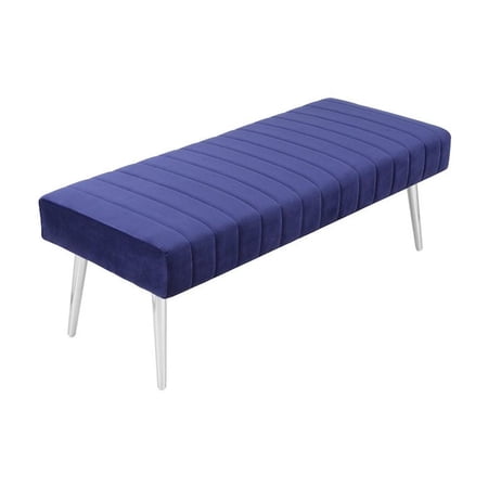 Pangea Home Hilda 17" Modern Velvet Upholstered Bench in Navy