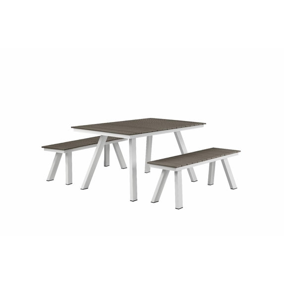 Pangea Home Jack 3-Piece Modern Aluminum Dining Set in Gray and White Finish