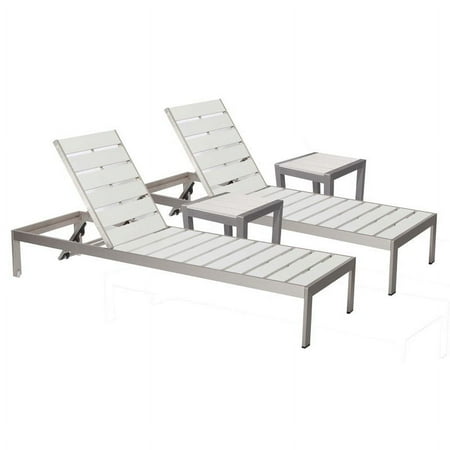 Pangea Home Joseph 4-piece Aluminum Patio 2 Loungers and 2 Side Tables in White