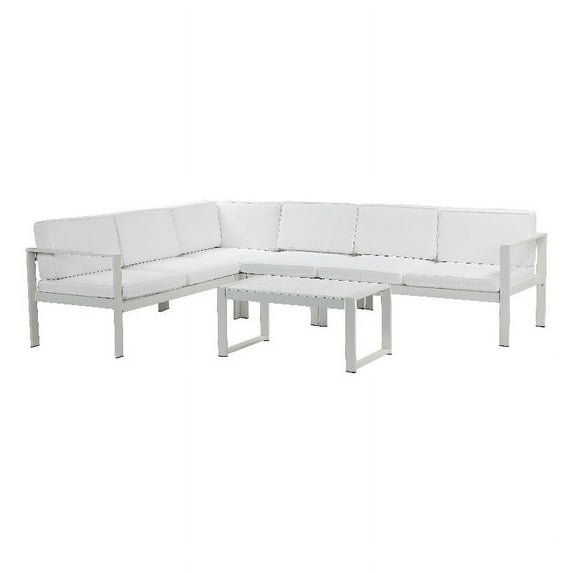 Pangea Home Karen 5-Piece Modern Aluminum Sectional in White Finish