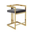 thumbnail image 1 of Pangea Home Kenzie 23.6" Velvet/Steel Counter Stool in Gray/Gold, 1 of 2