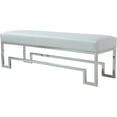 thumbnail image 1 of Pangea Home Laurence 18" Stainless Steel Bench in Silver & Faux White Gator, 1 of 3