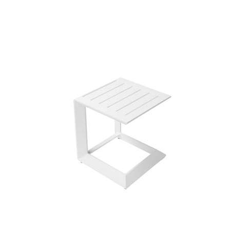 Pangea Home Leaf Modern Aluminum Patio Side Table in Powder Coated White