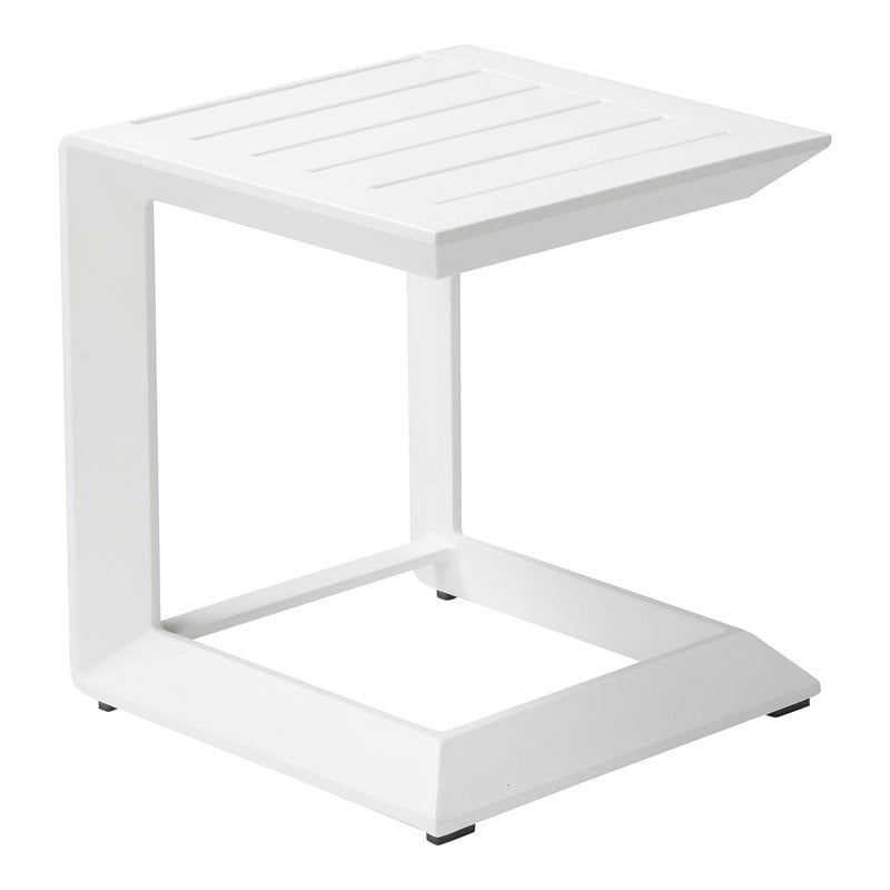 Pangea Home Leaf Modern Aluminum Patio Side Table in Powder Coated White