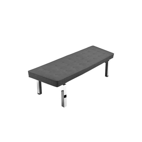 Pangea Home Lina 19" Polyester Fabric & Metal Tufted Bench in Charcoal