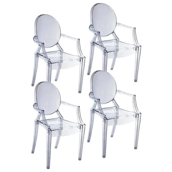 Pangea Home Lucid 36.5" Bentley Arm Plastic Dining Chair in Clear (Set of 4)