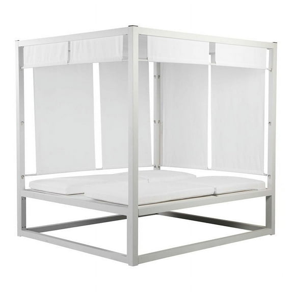 Pangea Home Madonna Modern Aluminum Outdoor Daybed in White Frame/Fabric