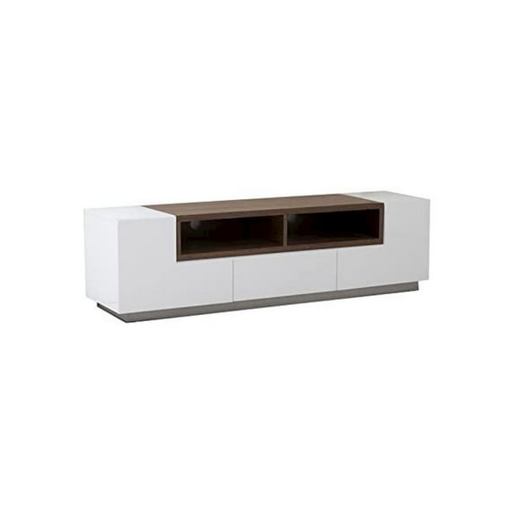Pangea Home Matrix Short Modern Wood Veneer Buffet in White/Walnut