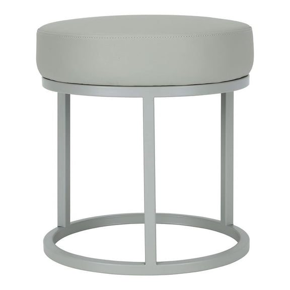Pangea Home Mono 18" Modern Faux Leather & Metal Stan Stool in Gray