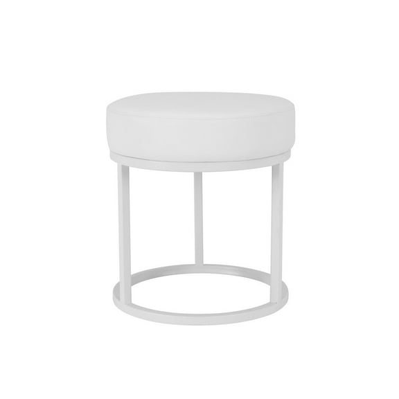 Pangea Home Mono 18" Modern Faux Leather & Metal Stan Stool in White