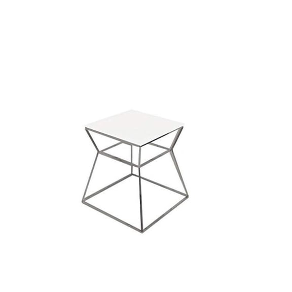 Pangea Home Geo Side Table Metal Frame With White Marbel Top