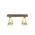 thumbnail image 1 of Pangea Home Riley Modern Wood Veneer and Steel Desk in Walnut/Gold, 1 of 5