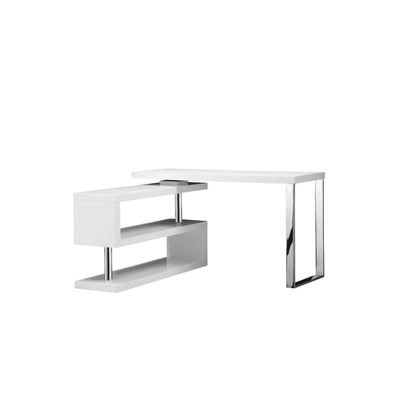 Pangea Home Santoni Multi-Position Lacquer & Steel Metal Desk in White