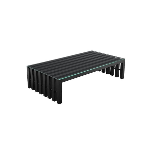 Pangea Home Vlad Rectangle Modern Metal Coffee Table in Black
