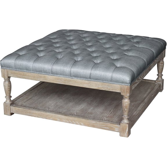 Pangea Home Athena Wood Square Coffee Table in Antique White & Frost Grey