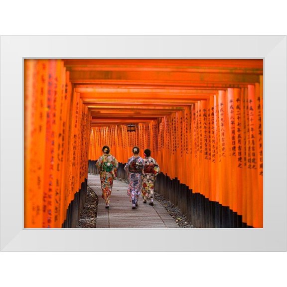 Pangea Images 14x11 White Modern Wood Framed Museum Art Print Titled - Fushimi Inari Shrine-Kyoto