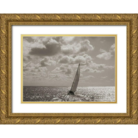 Pangea Images 32x24 Gold Ornate Wood Framed with Double Matting Museum Art Print Titled - Sailing