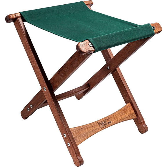 Pangean Folding Stool Canvas Camp & Wood Camp Stool for Portable & Outdoor Seating in Forest Green