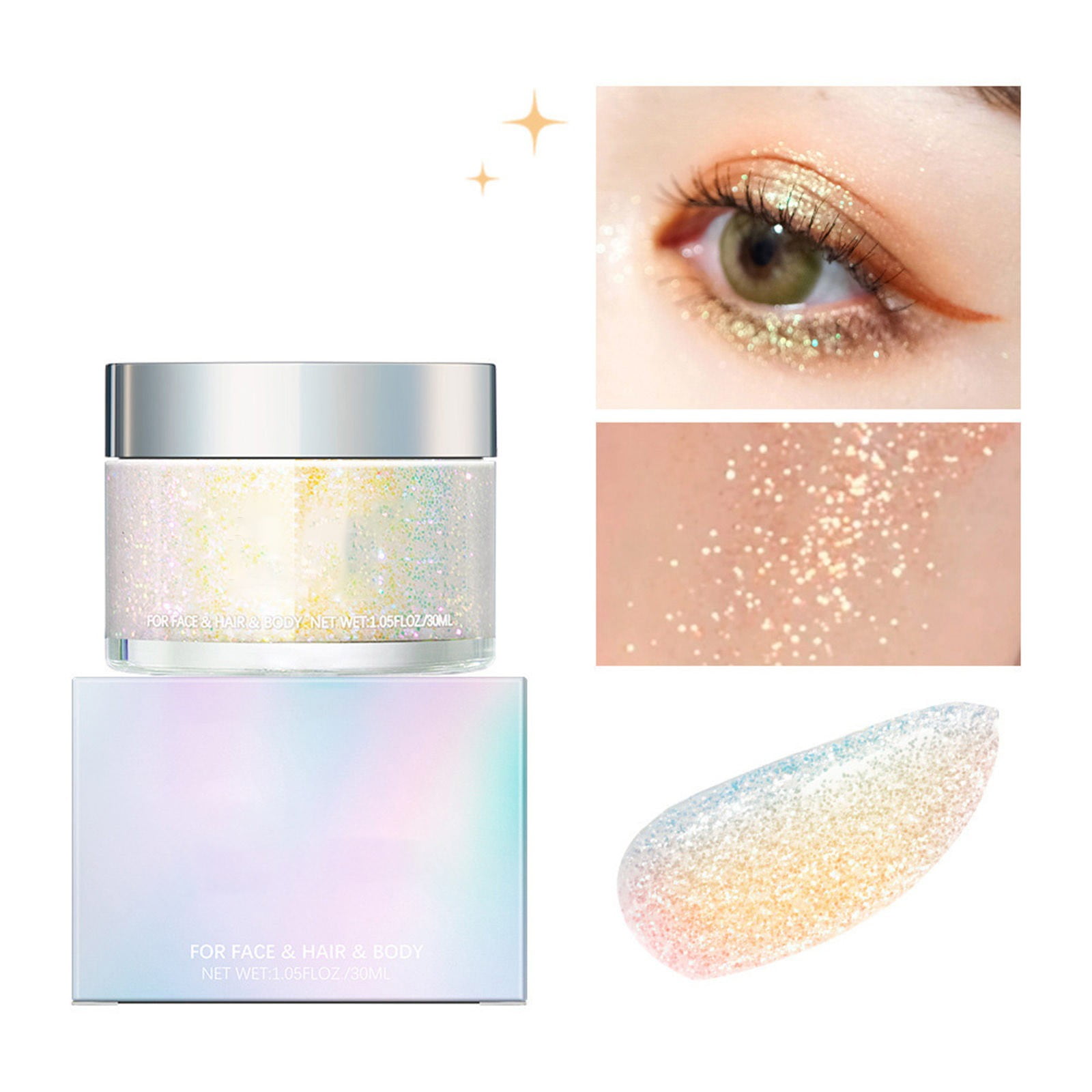 Pangliang Eyeshadow,Body Glitter Gel For Body Facial Hair And Lips Under Light Color Change
