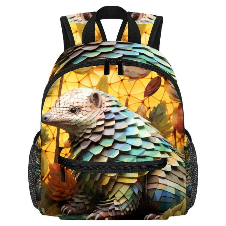 Pangolin Adjustable Shoulder Strap Preppy Backpack with Large Capacity Printed Design Lightweight for Boys and Girls School Backpacks