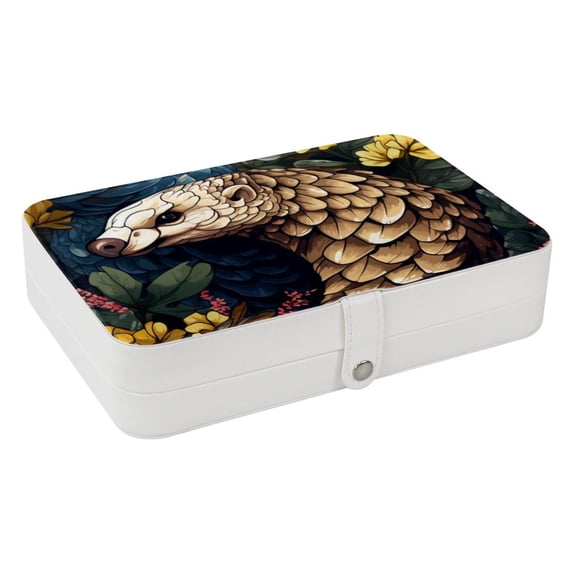 Pangolin Portable PU Leather Jewelry Box with Removable Compartment, Necklace Holder, Storage Box, and Jewelry Organizer