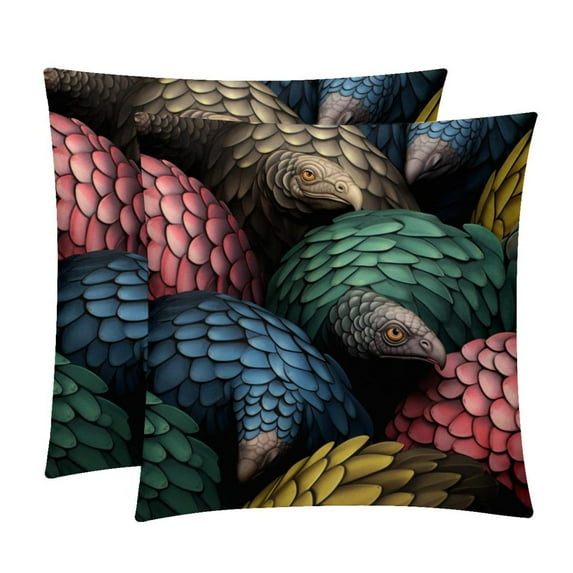Pangolin Set with Unique Patterns - 16x16, 18x18, 20x20 Inches - Set of 2 for Living Room, Bedroom, and Office - Includes Throw Pillow Inserts and Chair