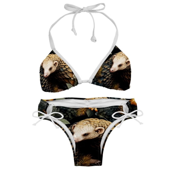 Pangolin Swimsuit Bikini Set with Detachable Sponge and Adjustable Strap, Two-Pack for Swimming Pool and Beach Parties