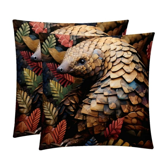Pangolin Throw Pillow Covers Covers Set of 2, Velvet Cushion Case with Unique Patterns for Bed Pillows, 16x16 18x18 20x20 Inches,for Various Occasions