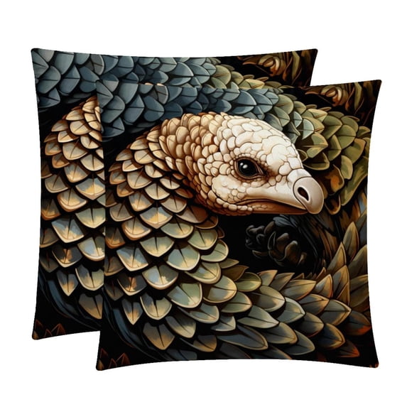 Pangolin Velvet Throw Pillow Covers Set of 2 | Unique Patterns in 16x16, 18x18, 20x20 Inches |for Home Decor and Gifts | Includes Pillow Inserts | Throw Pillow Inserts Included