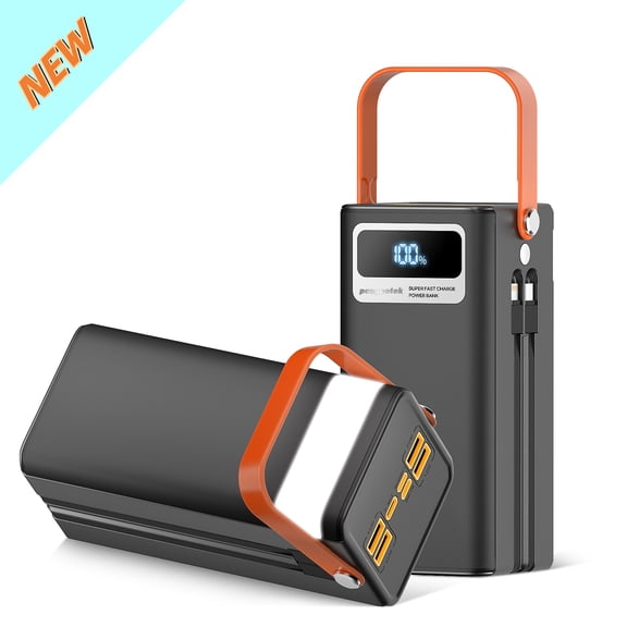 Pangootek 45000mAh Portable Charger Power Bank with LED Light & Charging Cables, 120W Super Fast Charging for Laptop/IPhone/Android Cell Phone, for Outdoor Camping/Home/Emergency Backup/RV Trips