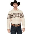 thumbnail image 1 of Panhandle Men's Southwestern Print Border Long Sleeve Pearl Snap Western Shirt Natural X-Small, 1 of 4